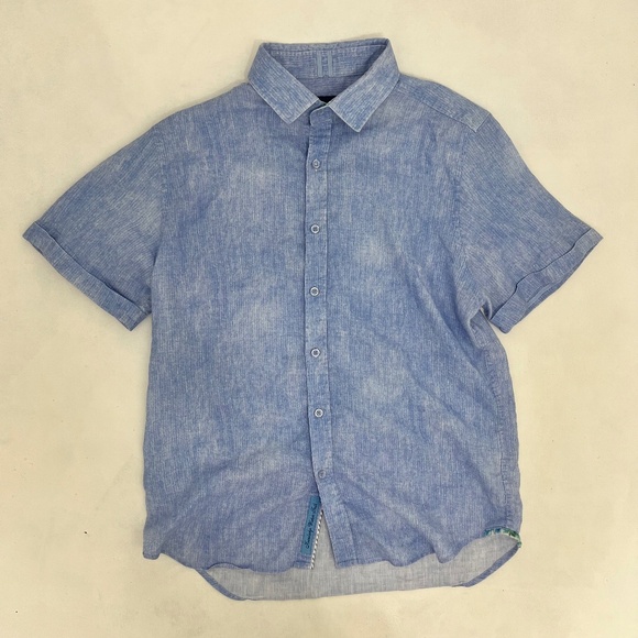 Robert Graham Other - Robert Graham Mens X-Large Button‎ Up Shirt Blue Tailored Fit Short Sleeve